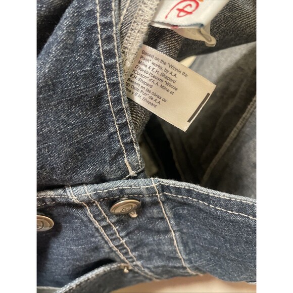 Vtg Winnie The Pooh Denim Overalls Bibs Women Size Large Disney Embroidered 90s - Picture 10 of 11